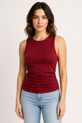 Blusa Lulu White sin mangas de sisa cavada con stretch — Rojo