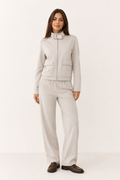 Conjunto Hessed Couture de cierre completo con cuello de hebilla — Beige