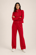 Conjunto Hessed Couture de cierre completo con cuello de hebilla — Rojo