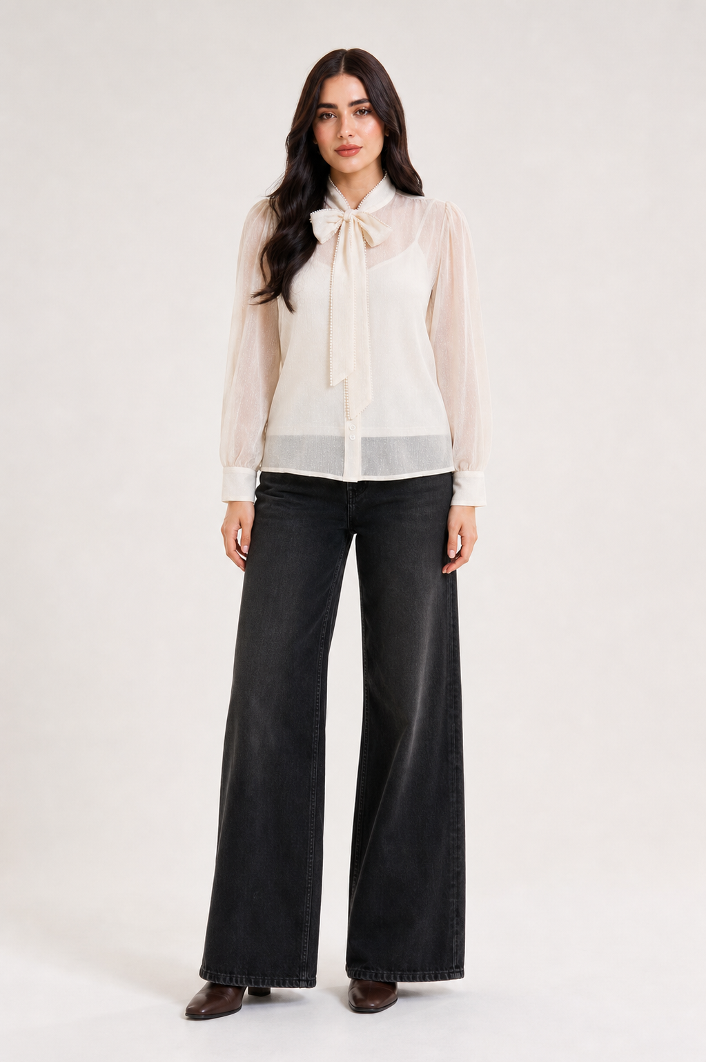 Blusa Hessed Couture de moño — Marfil