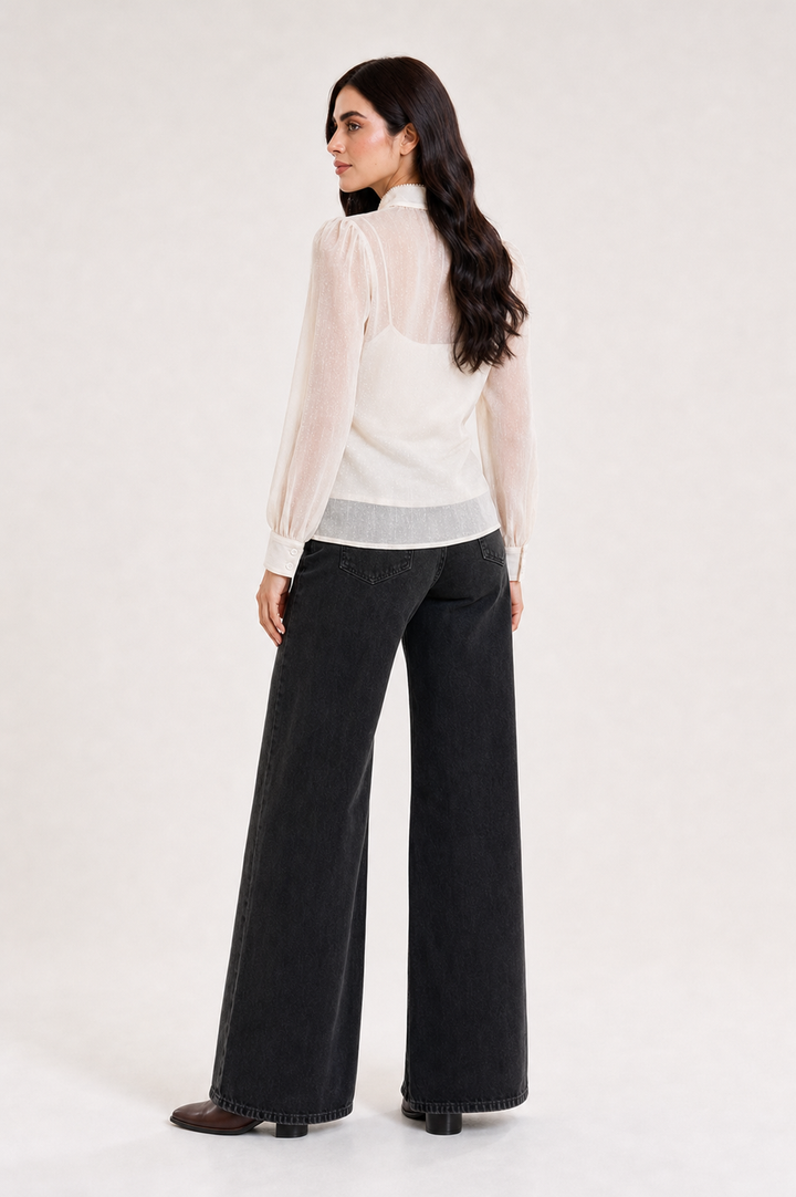 Blusa Hessed Couture de moño — Marfil