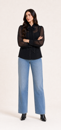 Blusa Hessed Couture de moño — Negro