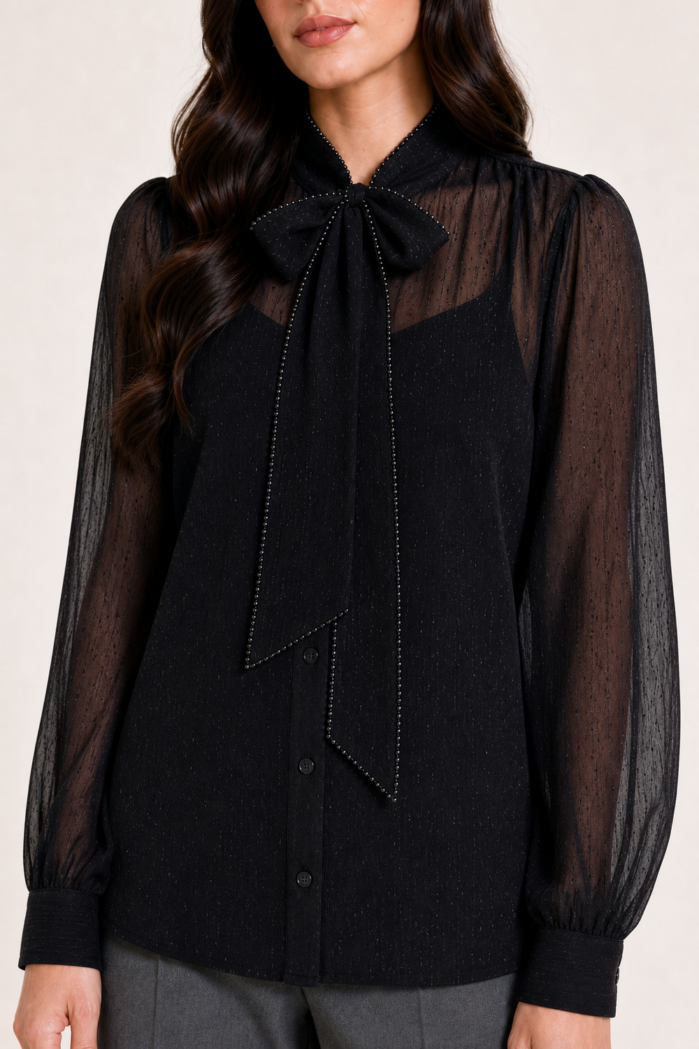 Blusa Hessed Couture de moño — Negro