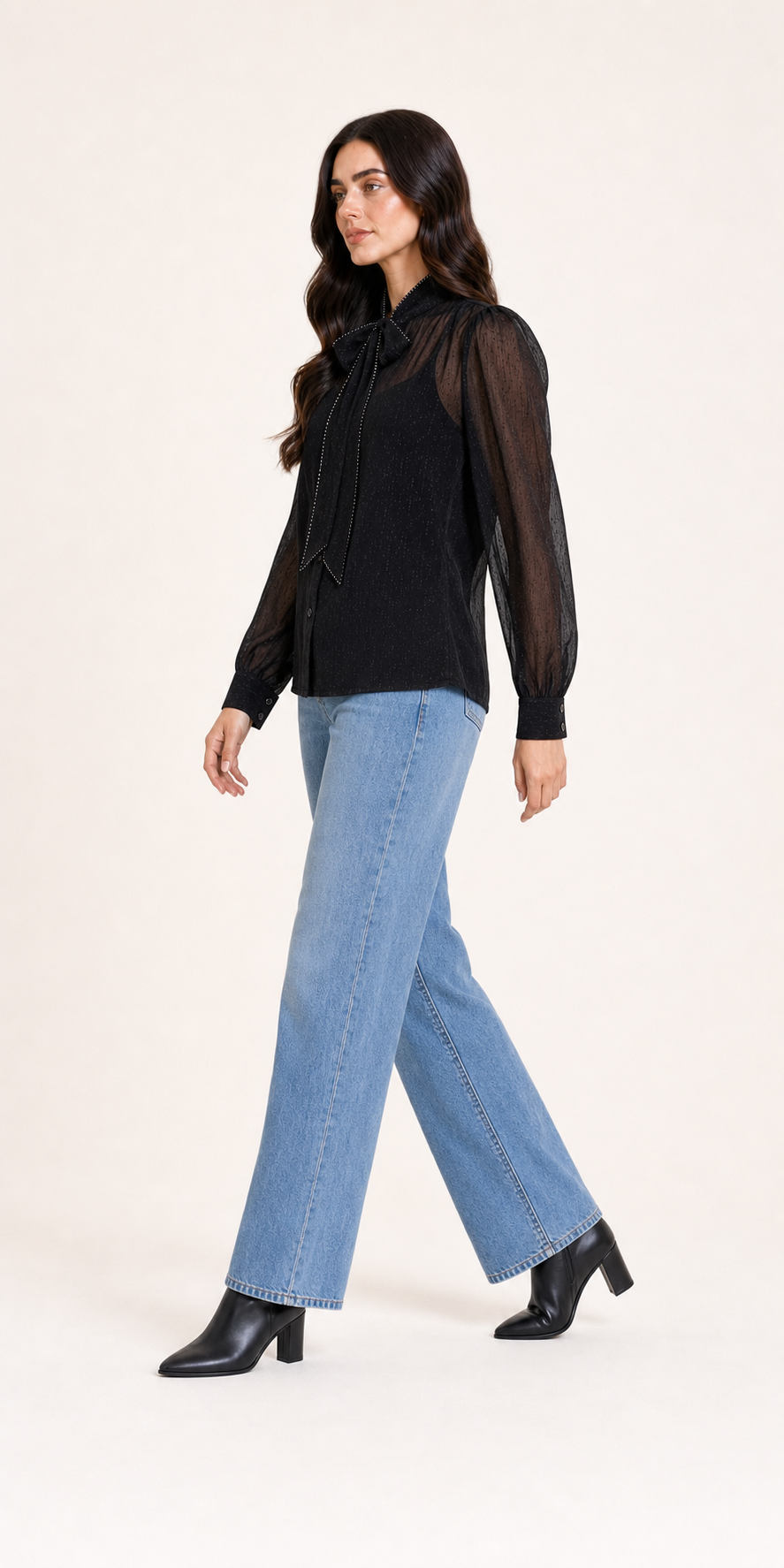 Blusa Hessed Couture de moño — Negro