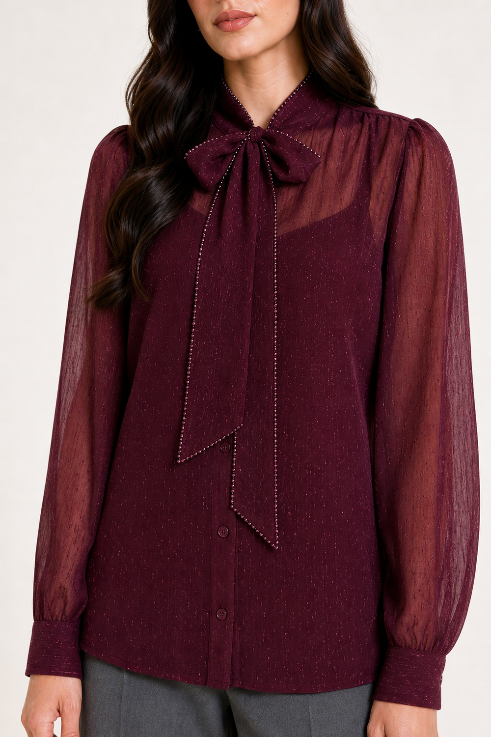 Blusa Hessed Couture de moño — Vino