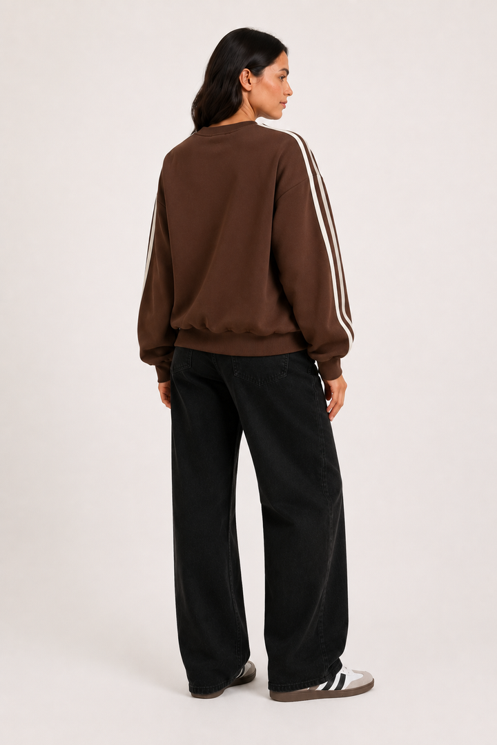 Sudadera Hessed Couture con franjas en la manga — Café