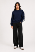 Sudadera Hessed Couture con franjas en la manga — Marino
