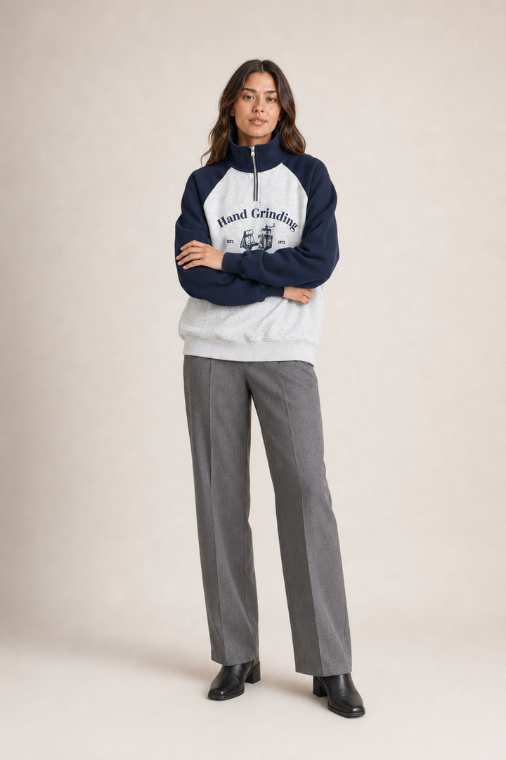 Sudadera Hessed Couture de medio cierre con estampado — Marino
