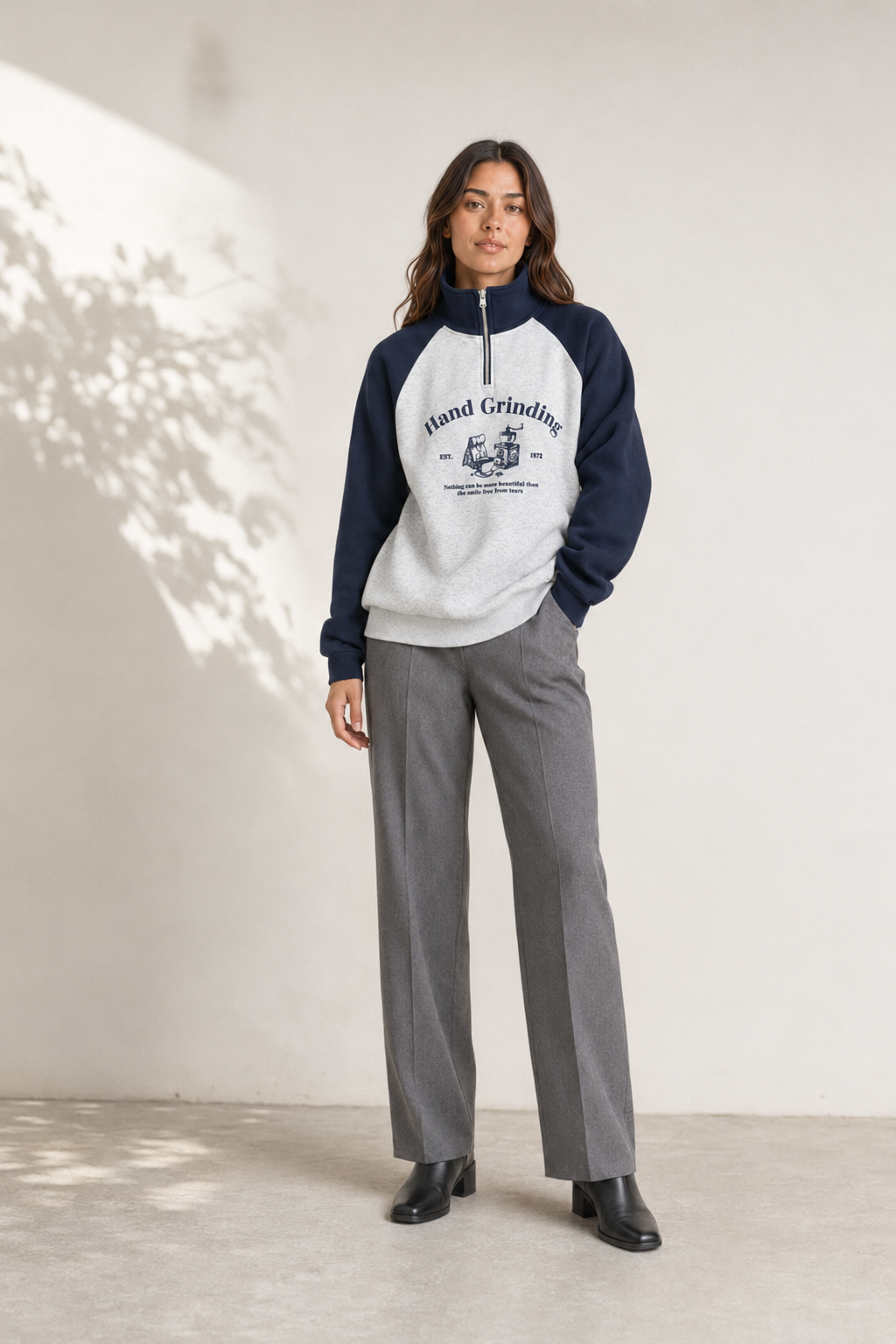 Sudadera Hessed Couture de medio cierre con estampado — Marino