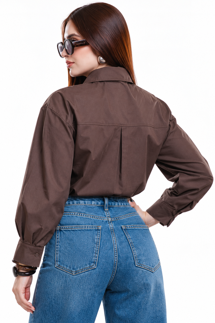 Camisa Hessed Couture de algodón con corbata — Café