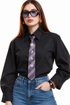 Camisa Hessed Couture de algodón con corbata — Negro