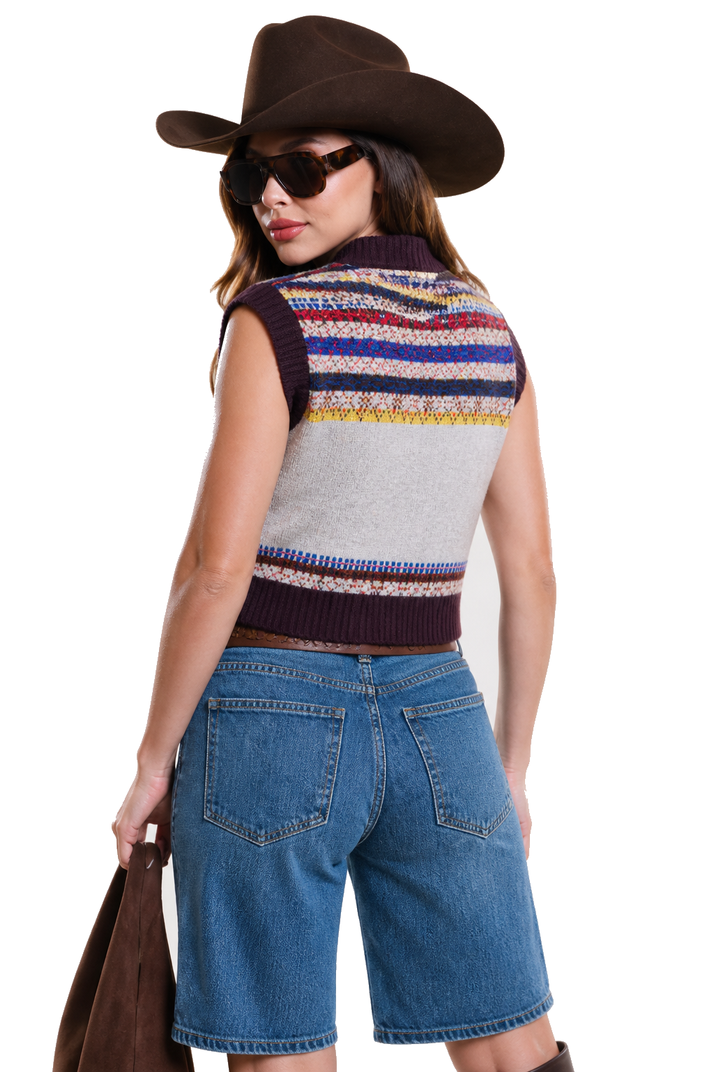 Chaleco Hessed Couture de punto con caballos en jacquard — Vino