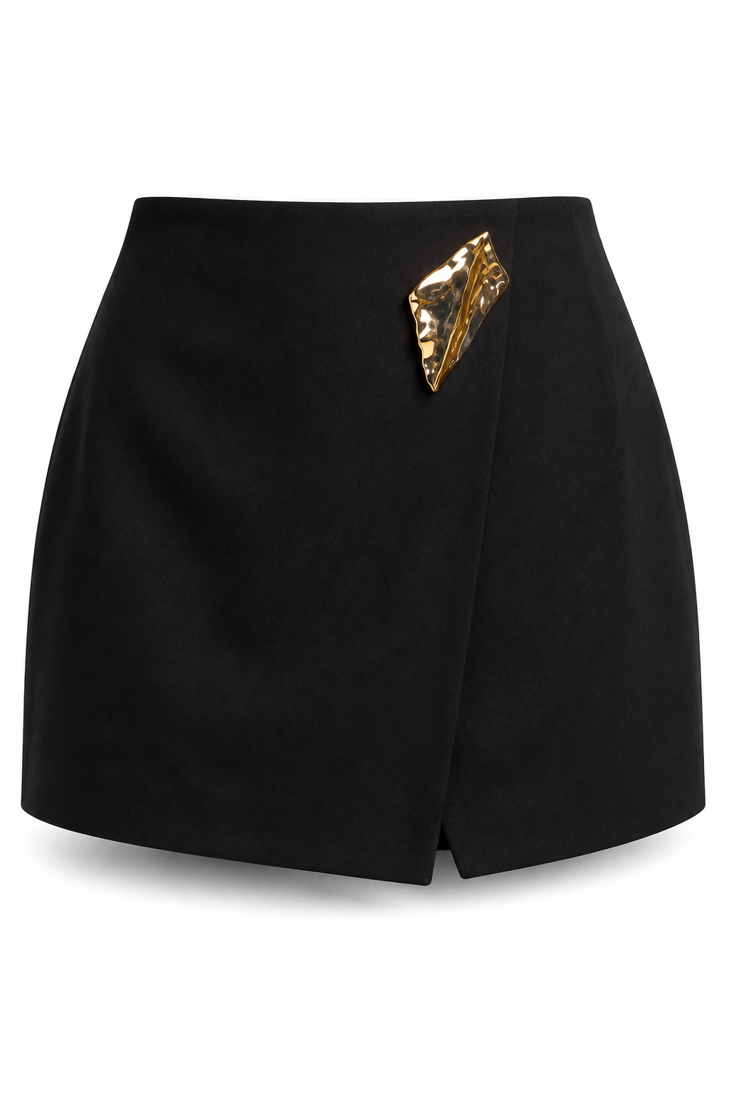 Falda short Hessed Couture con broche dorado — Negro