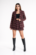Conjunto Hessed Couture a cuadros (saco y falda) — Vino