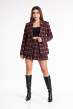 Conjunto Hessed Couture a cuadros (saco y falda) — Vino