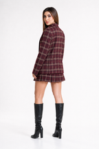 Conjunto Hessed Couture a cuadros (saco y falda) — Vino