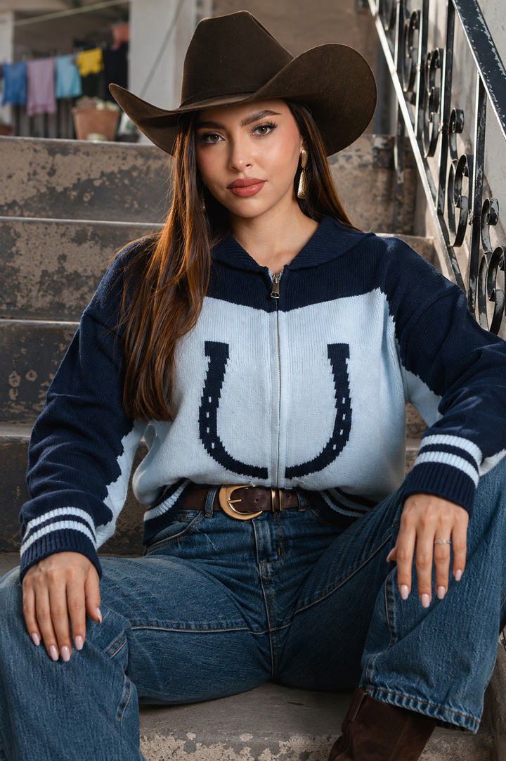 Suéter Hessed Couture tejido premium — Marino