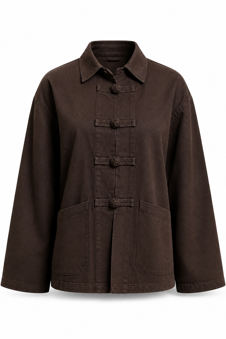 Chaqueta Hessed Couture con botones de nudo — Café