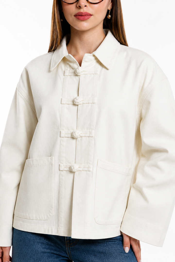 Chaqueta Hessed Couture con botones de nudo — Hueso