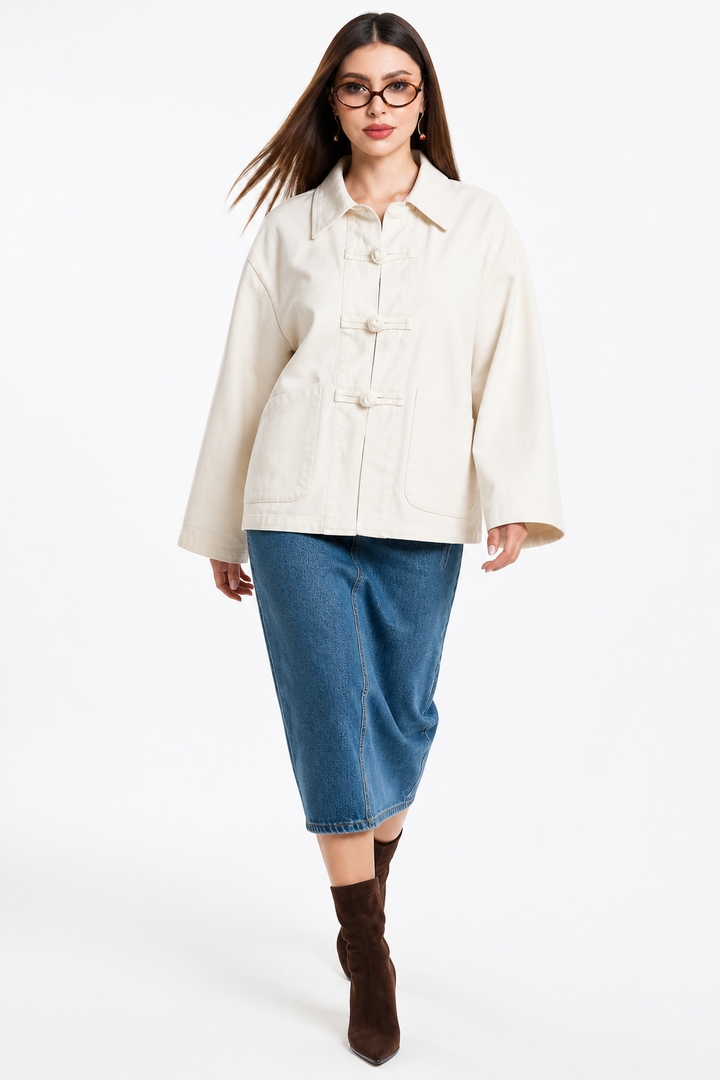 Chaqueta Hessed Couture con botones de nudo — Hueso