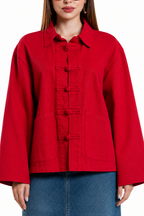 Chaqueta Hessed Couture con botones de nudo — Rojo
