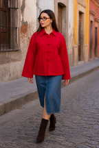 Chaqueta Hessed Couture con botones de nudo — Rojo