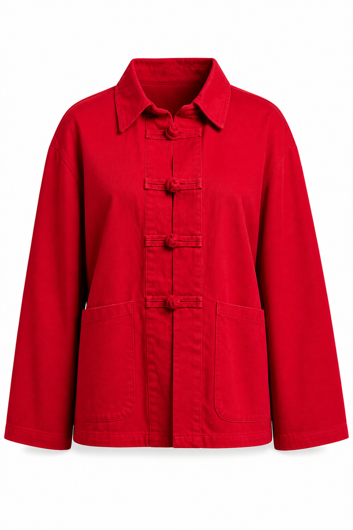 Chaqueta Hessed Couture con botones de nudo — Rojo