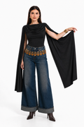 Body Hessed Couture con mangas de capa — Negro