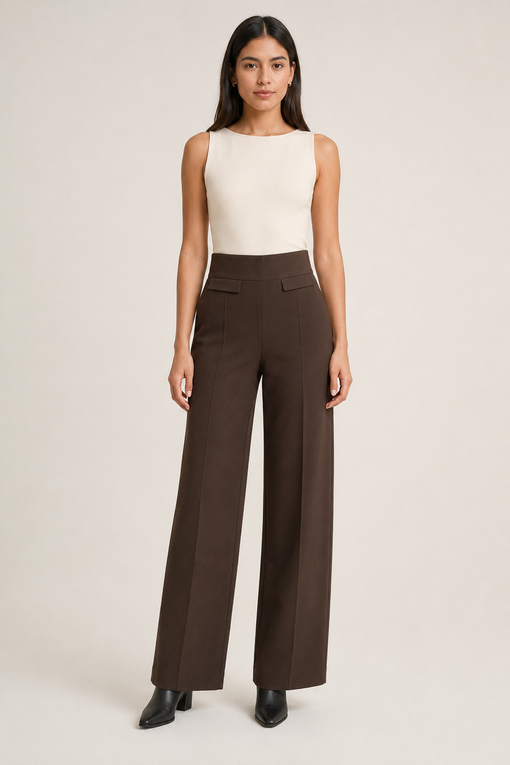 Leggin Hessed Couture de pierna ancha — Café