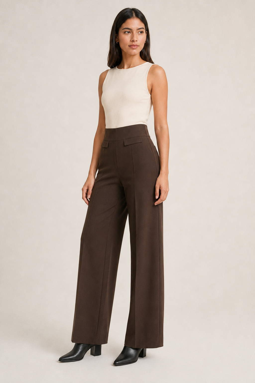 Leggin Hessed Couture de pierna ancha — Café