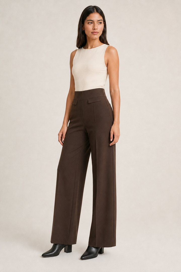 Leggin Hessed Couture de pierna ancha — Café