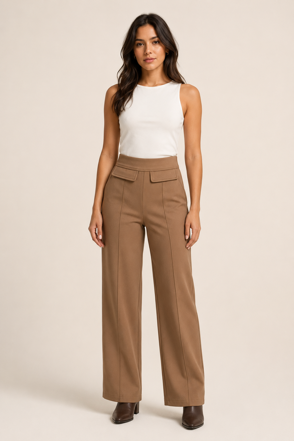 Leggin Hessed Couture de pierna ancha — Capuccino