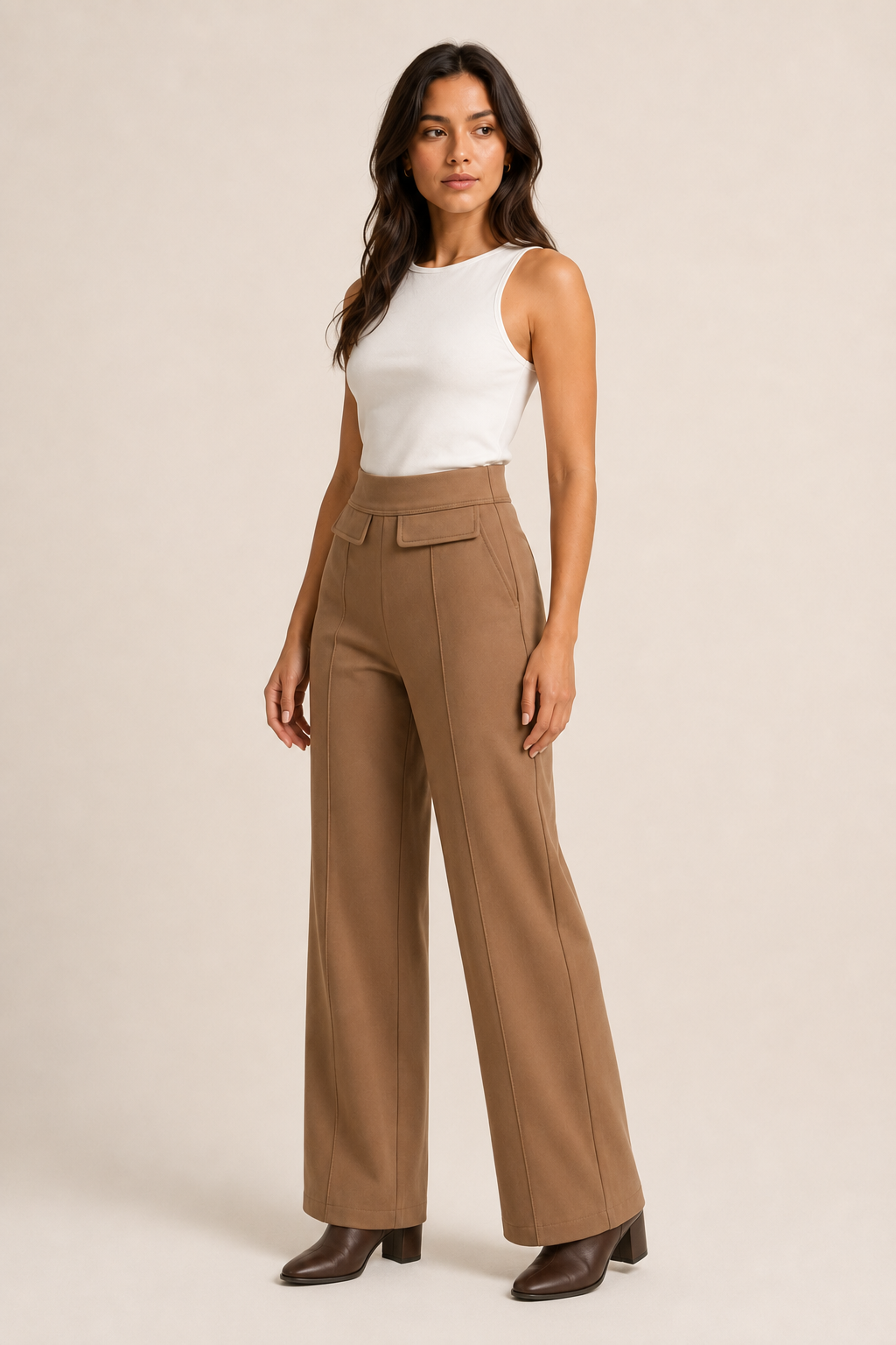 Leggin Hessed Couture de pierna ancha — Capuccino