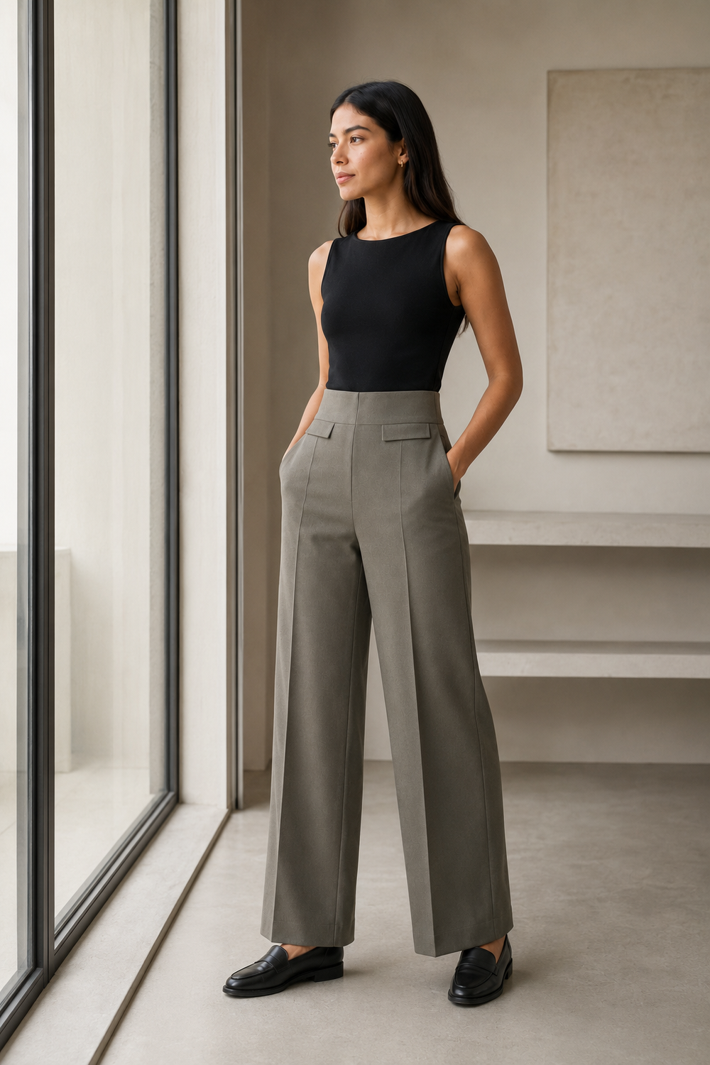 Leggin Hessed Couture de pierna ancha — Gris