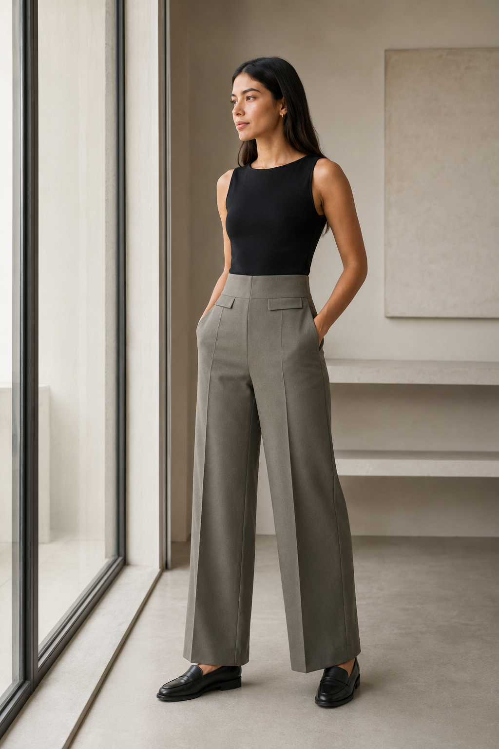 Leggin Hessed Couture de pierna ancha — Gris