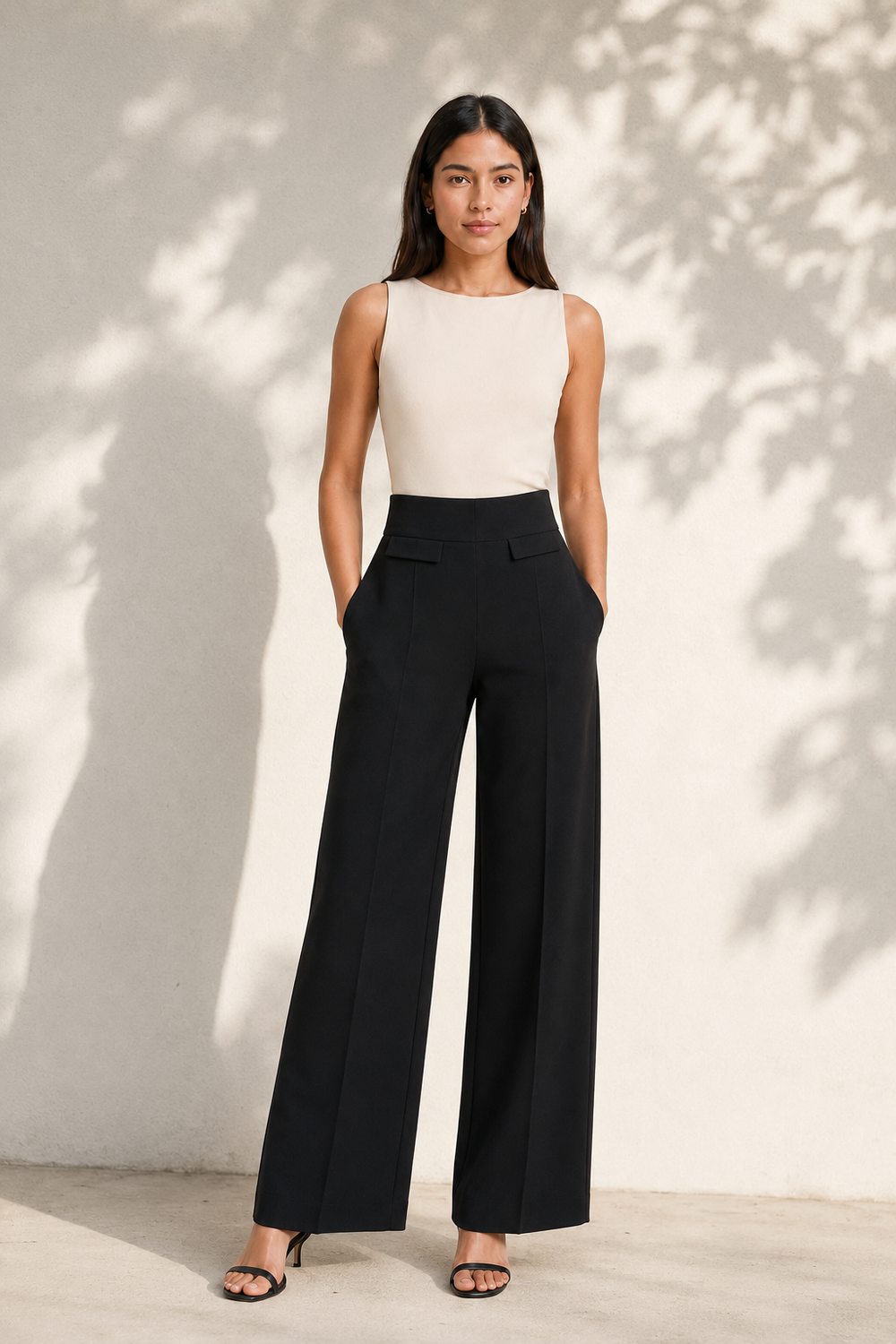 Leggin Hessed Couture de pierna ancha — Negro