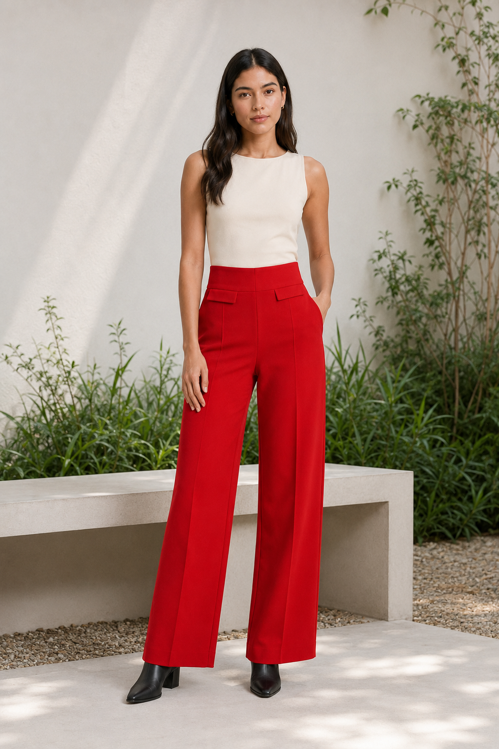 Leggin Hessed Couture de pierna ancha — Rojo