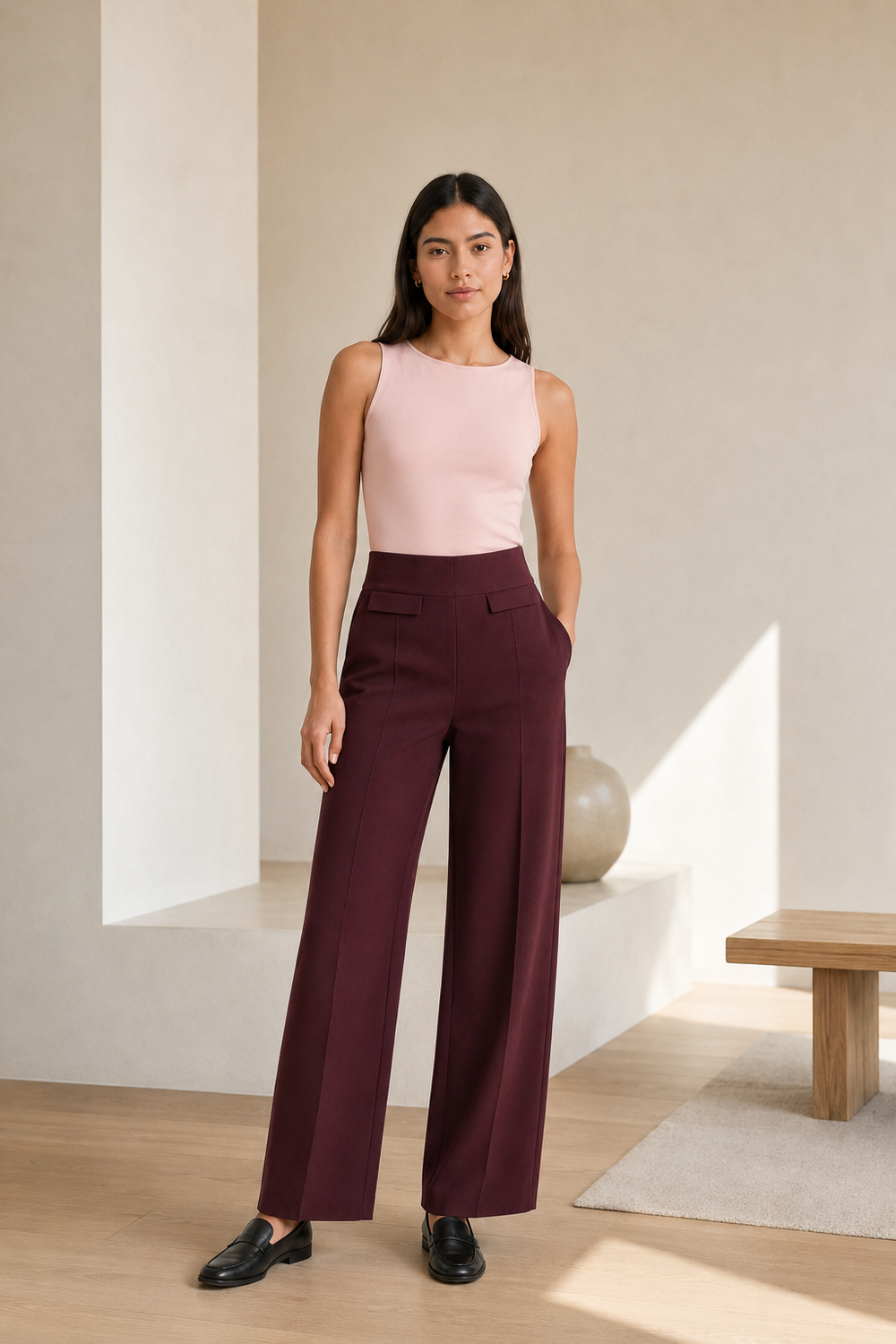 Leggin Hessed Couture de pierna ancha — Vino