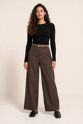 Pantalón Hessed Couture de vestir pierna ancha — Café