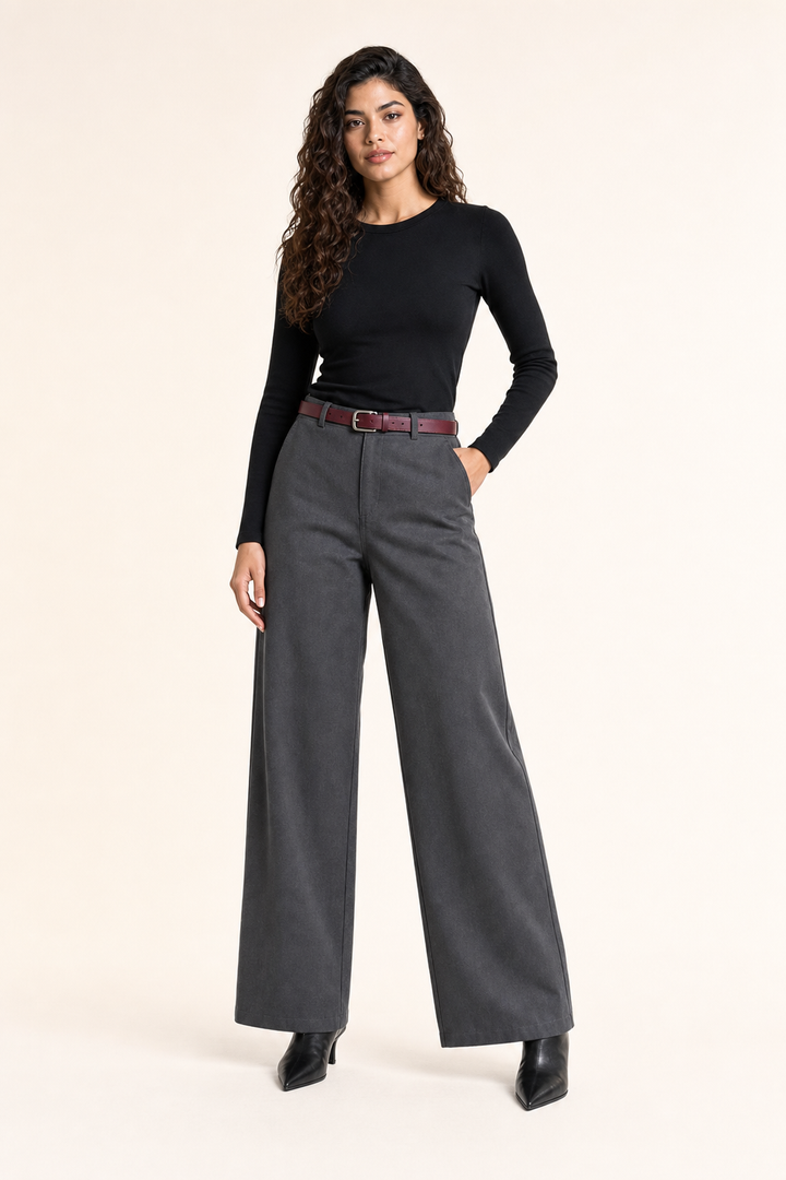 Pantalón Hessed Couture de vestir pierna ancha — Gris