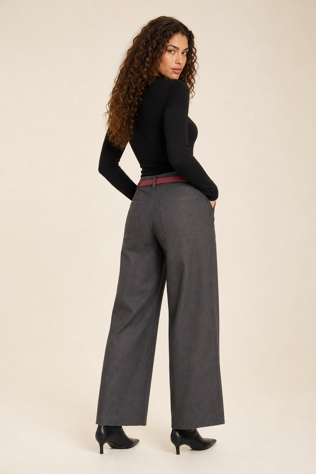 Pantalón Hessed Couture de vestir pierna ancha — Gris