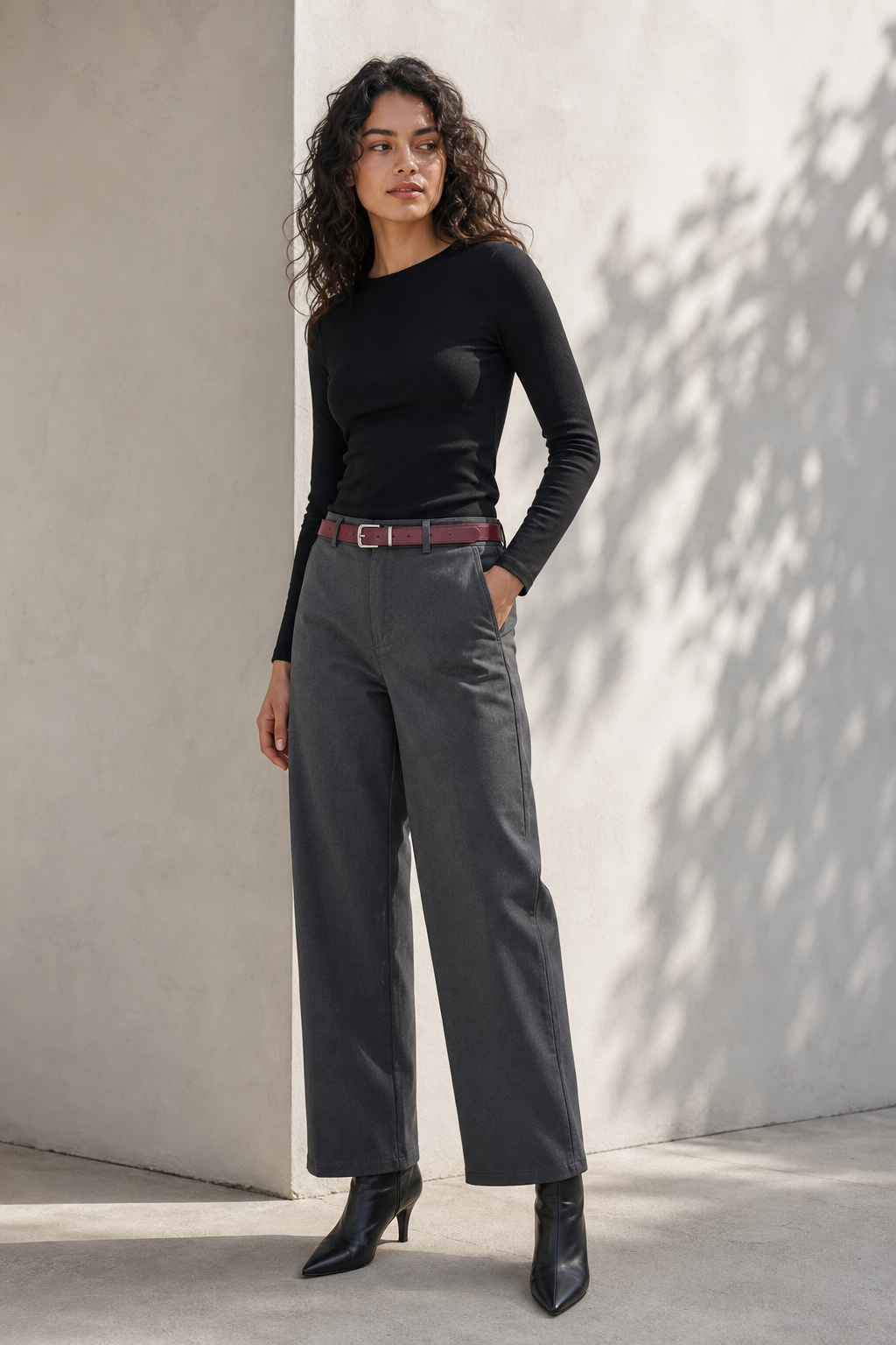 Pantalón Hessed Couture de vestir pierna ancha — Gris