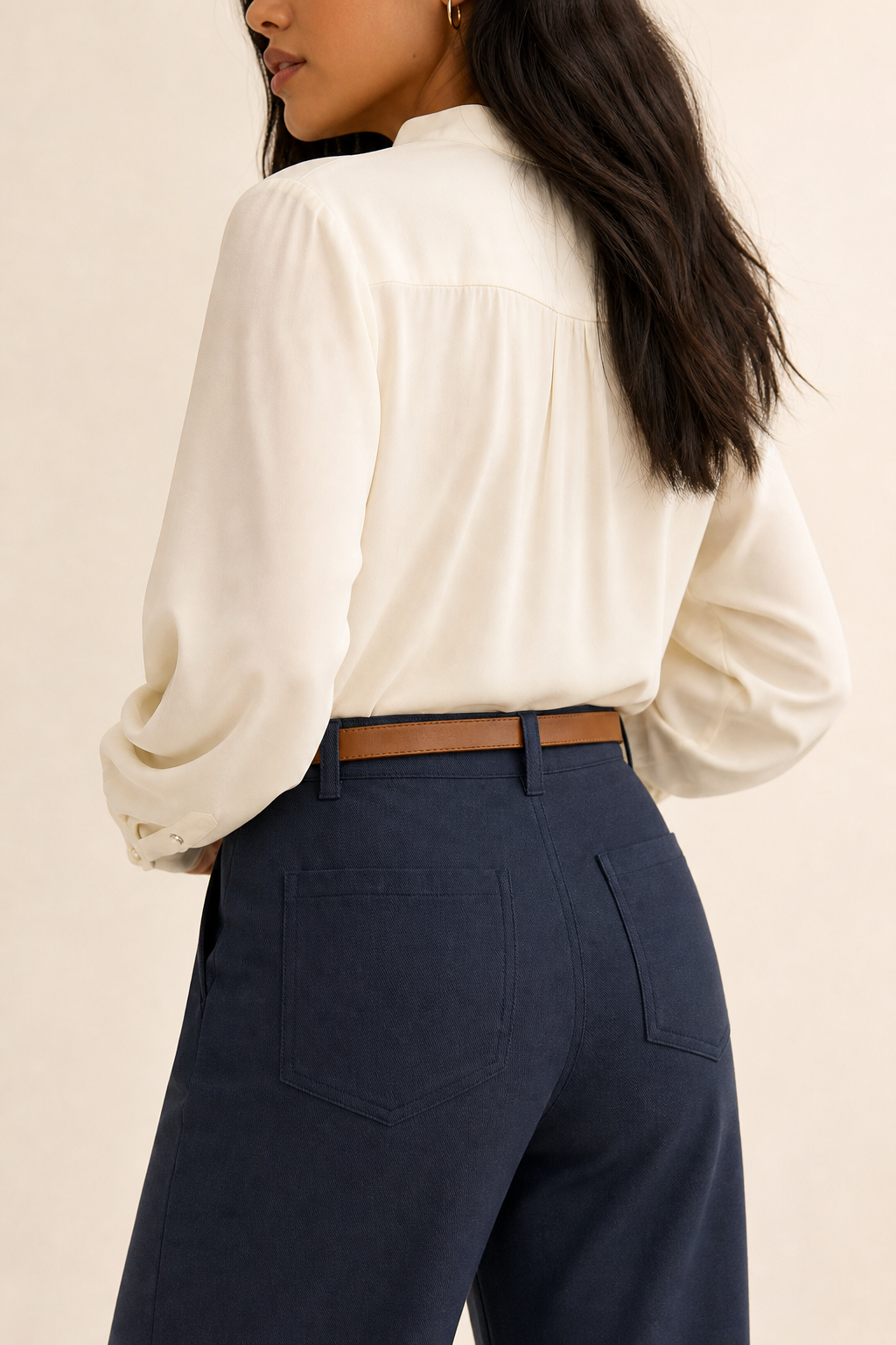 Pantalón Hessed Couture de vestir pierna ancha — Marino