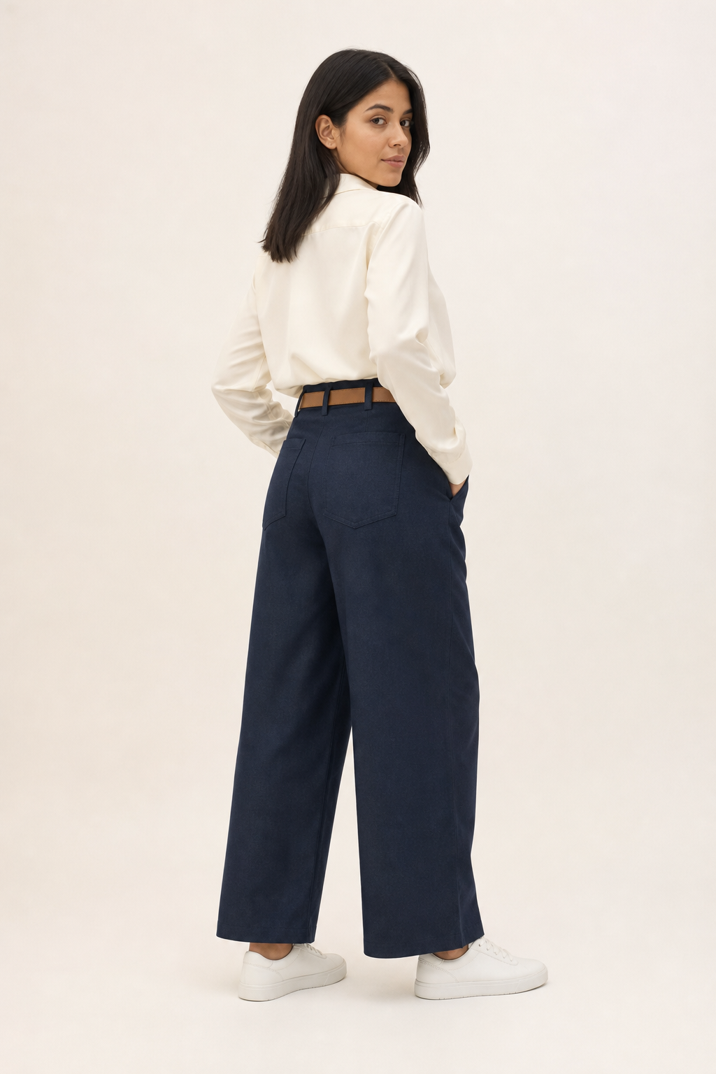 Pantalón Hessed Couture de vestir pierna ancha — Marino