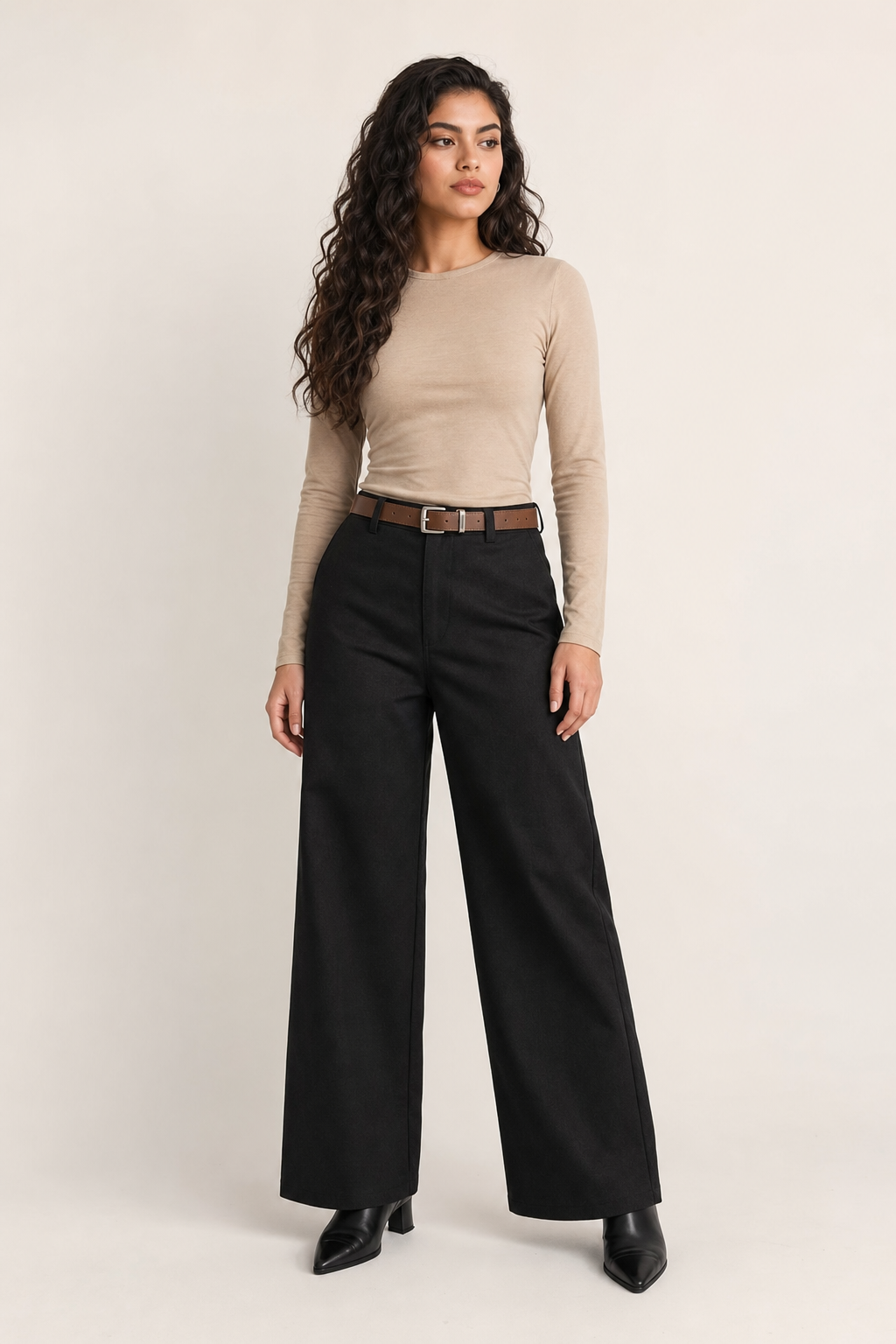 Pantalón Hessed Couture de vestir pierna ancha — Negro