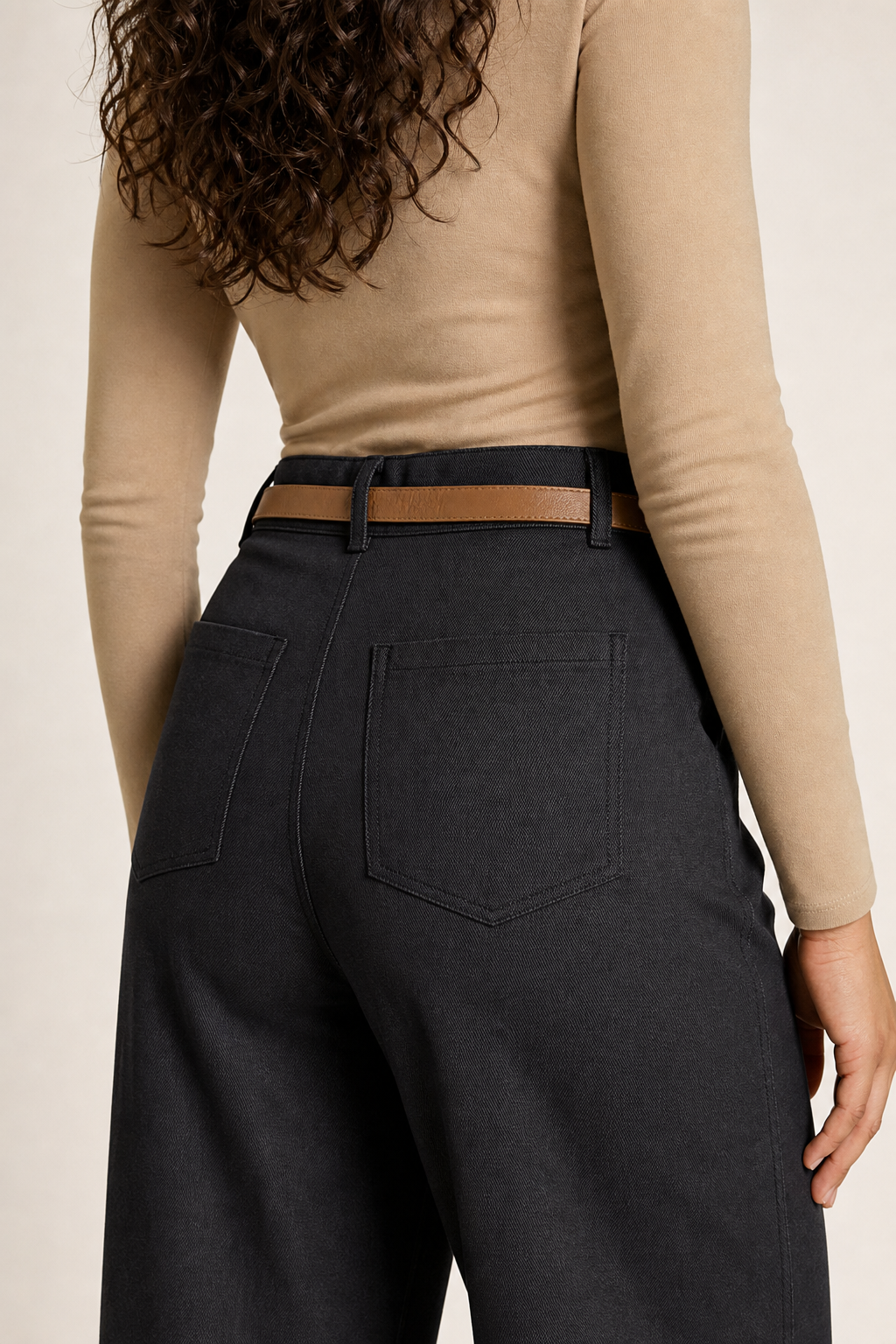 Pantalón Hessed Couture de vestir pierna ancha — Negro