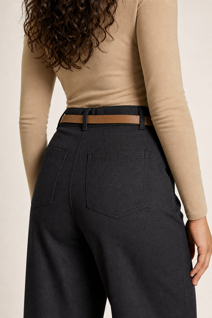 Pantalón Hessed Couture de vestir pierna ancha — Negro