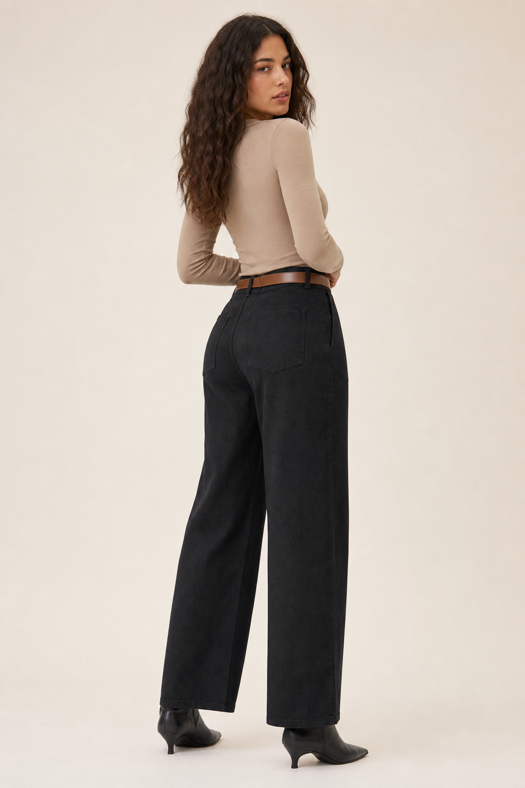 Pantalón Hessed Couture de vestir pierna ancha — Negro