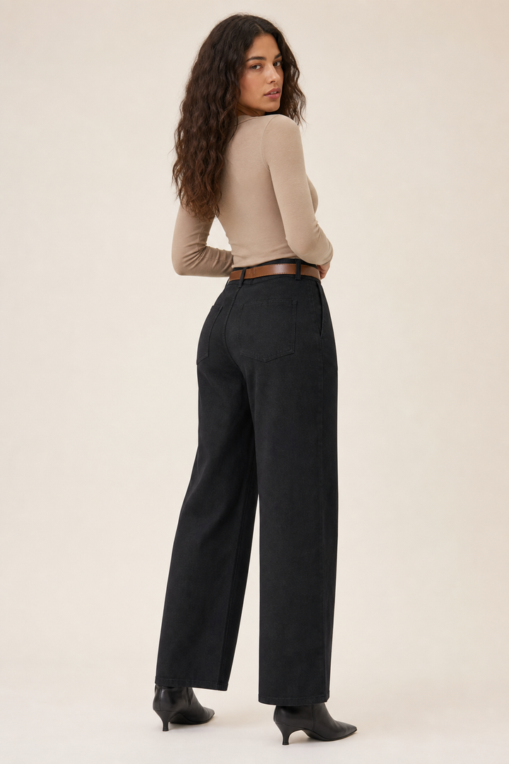 Pantalón Hessed Couture de vestir pierna ancha — Negro