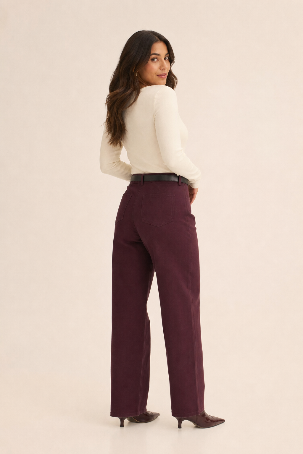 Pantalón Hessed Couture de vestir pierna ancha — Vino